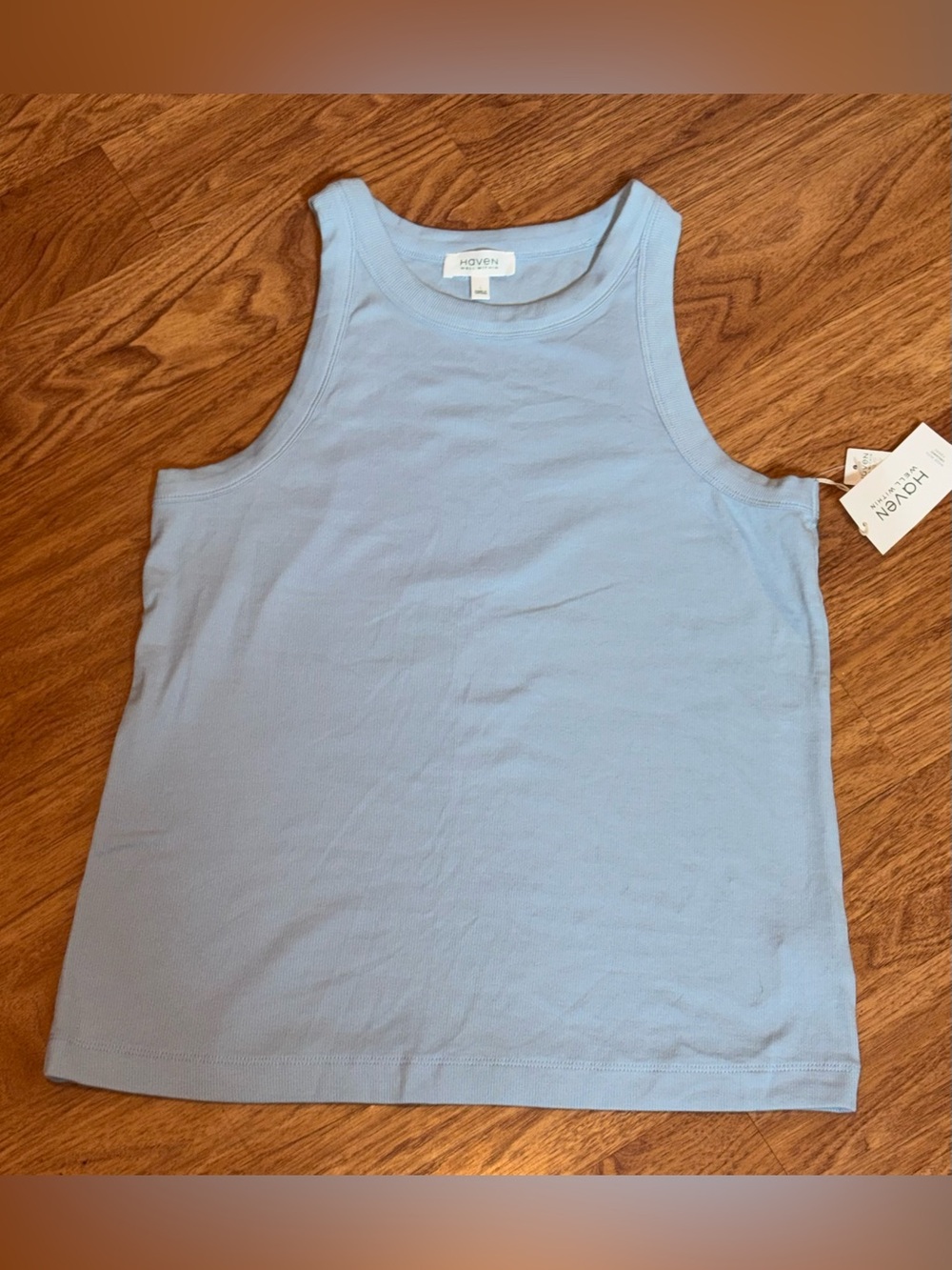 Haven Well Within Light Blue Ribbed Soft Tank Top